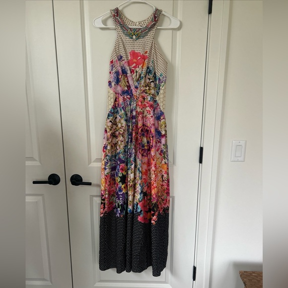 Anthropologie RANNA GILL size 2  Arnala Beaded Neck mix floral maxi dress - Picture 10 of 11